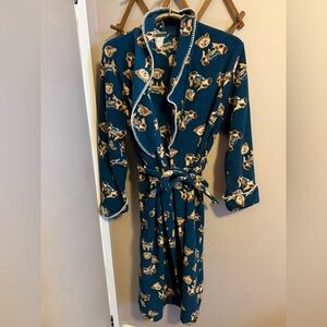 Vintage Penmans Plus Deep Teal Teddy Bear Fleece Robe Grandmacore 1XL